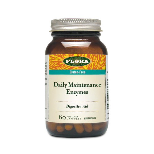 Flora Daily Maintenance Enzymes, 60 capsules Flora Daily Maintenance Enzymes on white background