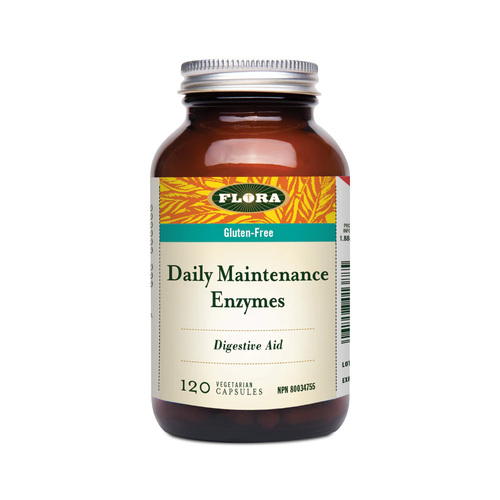 Flora Daily Maintenance Enzymes, 60 capsules Flora Daily Maintenance Enzymes on white background