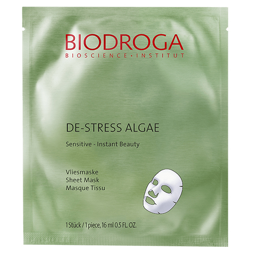 Biodroga De-Stress Algae Sheet Mask, 5 pieces Biodroga De-Stress Algae Sheet Mask on white background