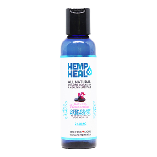 Hemp Heal Deep Relief Massage Oil on white background
