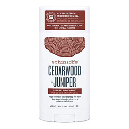 Schmidts Natural Deodorant Stick - Cedarwood + Juniper on white background