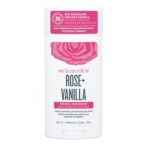 Schmidts Natural Deodorant Stick - Rose + Vanilla on white background