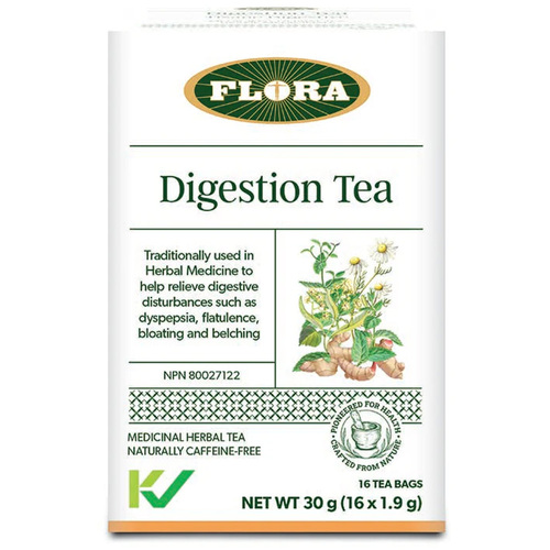 Flora Digestion Tea, 16 x 1.9g/0.1 oz Flora Digestion Tea on white background