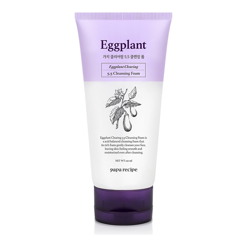 Papa Recipe Eggplant Clearing 5.5 Cleansing Foam on white background