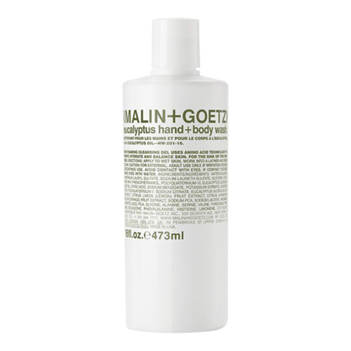 Malin + Goetz Eucalyptus Hand+Body Wash, 250ml/8.45 fl oz Malin + Goetz Eucalyptus Hand+Body Wash on white background