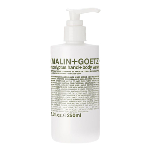 Malin + Goetz Eucalyptus Hand+Body Wash, 250ml/8.45 fl oz Malin + Goetz Eucalyptus Hand+Body Wash on white background