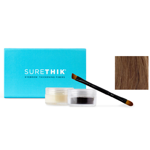 Surethik Eyebrow Fiber Set Dark Brown, 1 set Surethik Eyebrow Fiber Set Medium Brown on white background