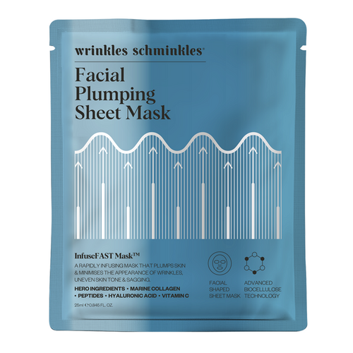 Wrinkles Schminkles Facial Plumping Sheet Mask on white background