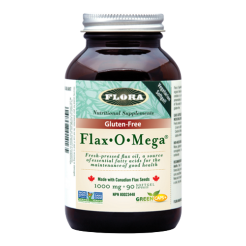 Flora Flax O Mega, 90 capsules Flora Flax O Mega on white background