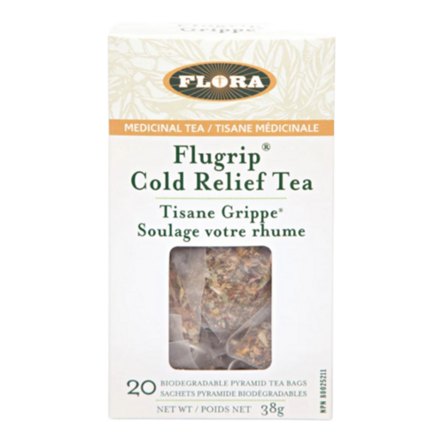 Flora Flugrip Cold Relief Tea on white background