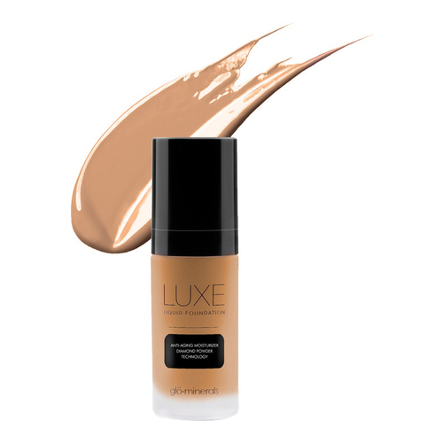 gloMinerals Luxe Liquid Foundation - Porcelain, 30ml/1 fl oz gloMinerals Luxe Liquid Foundation - Almond on white background