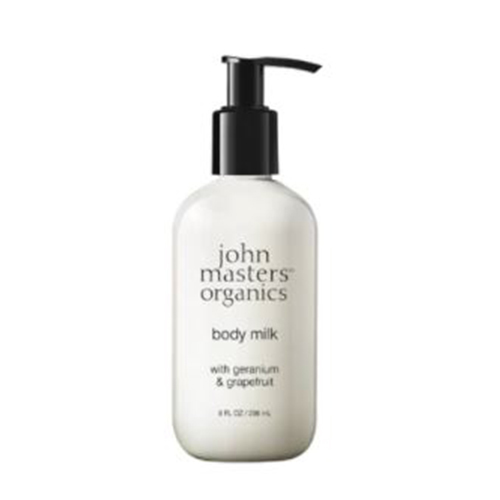 John Masters Organics Geranium and Grapefruit Body Milk on white background