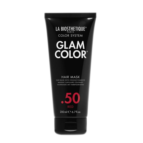 La Biosthetique Glam Color Advanced .21 Espresso, 200ml/6.8 fl oz La Biosthetique Glam Color Hair Mask .02 Caramel on white background