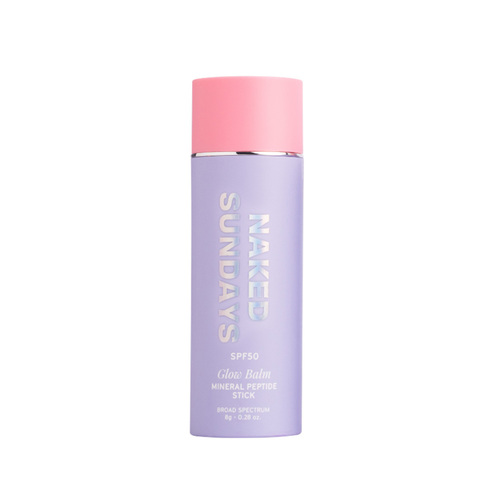 Naked Sundays GlowBalm SPF50 Peptide Stick - Dusty Rose Pink on white background