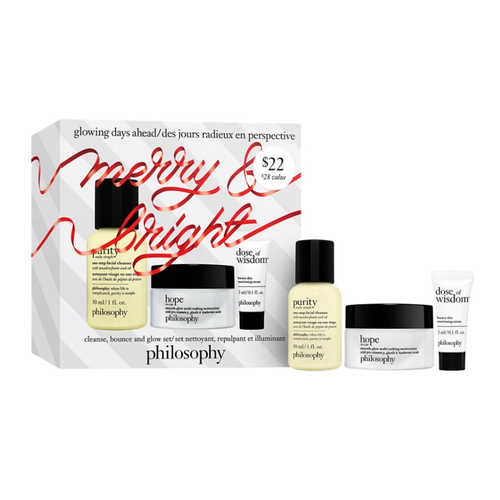 Philosophy Glowing Days Ahead Cleanse, Bounce And Glow Gift Set Trio on white background