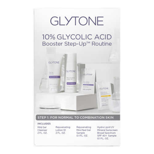 Glytone Glycolic Acid Step-Up Routine 10% Normal to Combination Skin on white background