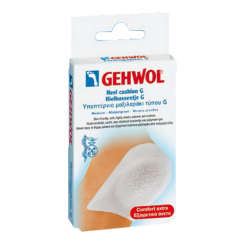 Gehwol Heel Cushion G-Polymer (S), 2 pieces Gehwol Heel Cushion G-Polymer (L) on white background