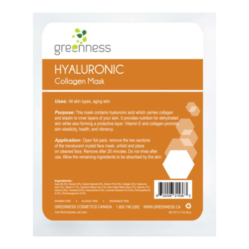 Greeness Cosmetics Hyaluron Collagen Mask, 120g/4.2 oz