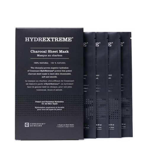 Consonant HydrExtreme Charcoal Sheet Mask Box of 4 Masks, 1 set Consonant HydrExtreme Charcoal Sheet Mask Box of 4 Masks on white background