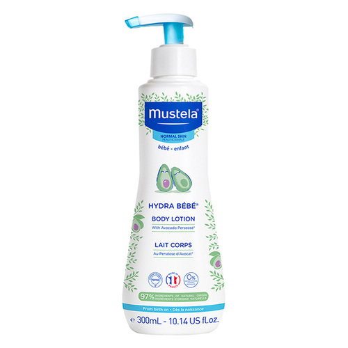 Mustela Hydra Bebe Body Lotion on white background