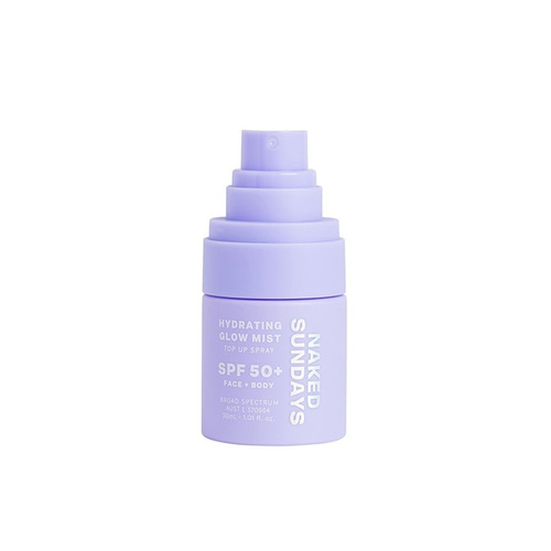 Naked Sundays Hydrating Glow Mist Sunscreen Top Up Spray SPF50 (Travel Size) on white background
