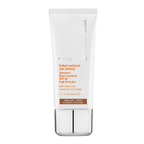 Dr Dennis Gross Instant Radiance Sun Defense Sunscreen Broad Spectrum SPF 40 - Medium to Deep, 50ml/1.7 fl oz Dr Dennis Gross Instant Radiance Sun Defense Sunscreen Broad Spectrum SPF 40 - Light to Medium on white background