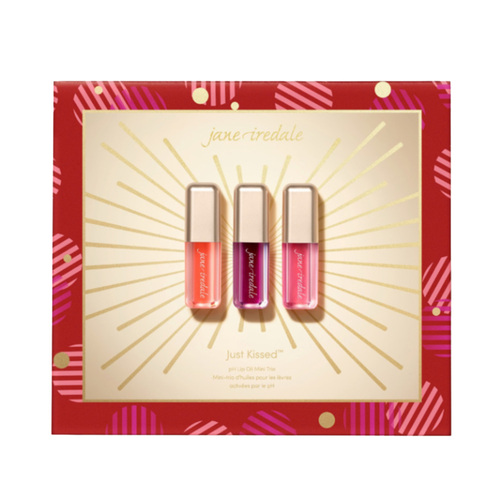 jane iredale Just Kissed pH Lip Oil Mini Trio Festive Set, 1 set jane iredale Just Kissed pH Lip Oil Mini Trio Festive Set on white background