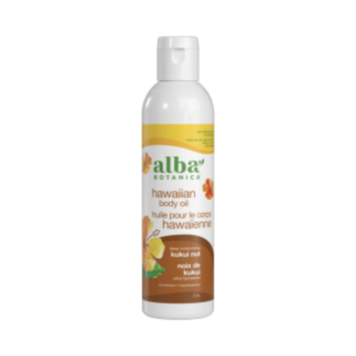 Alba Botanica Kukui Nut Body Oil on white background