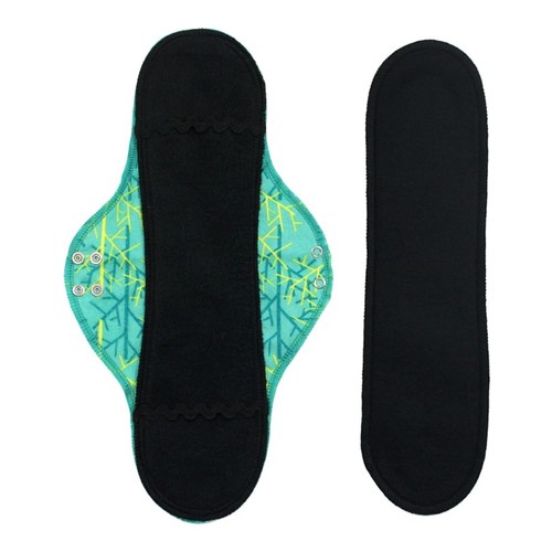 Lunapads Organic Long Pad and Insert - Electric Aspen, 2 pieces Lunapads Organic Long Pad and Insert - Cocoa Kaleidoscope on white background