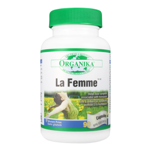 Organika La Femme (Menopause Formulation), 90 x 60mg/0.9 grain Organika La Femme (Menopause Formulation) on white background