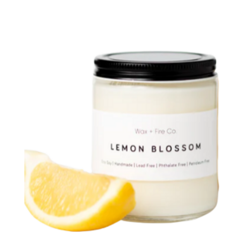 Wax + Fire Co. Lemon Blossom Soy Candle, 227g/8 oz Wax + Fire Co. Lemon Blossom Soy Candle on white background