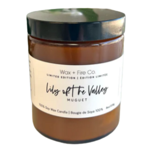 Wax + Fire Co. Lily of the Valley Soy Candle, 227g/8 oz Wax + Fire Co. Lily of the Valley Soy Candle on white background