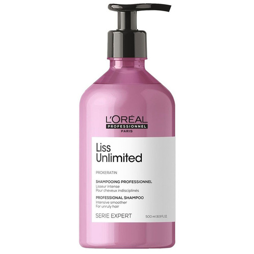 L'oreal Professional Paris Liss Unlimited Shampoo, 500ml/16.9 fl oz Loreal Professional Paris Liss Unlimited Shampoo on white background
