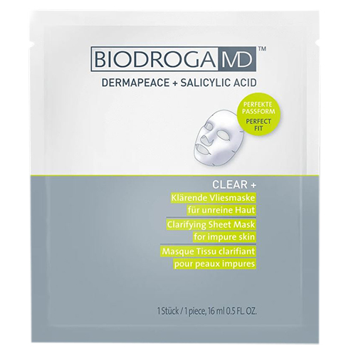 Biodroga MD Clear+ Clarifying Sheet Mask, 1 piece Biodroga MD Clear+ Clarifying Sheet Mask on white background