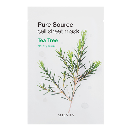MISSHA Pure Source Cell Sheet Mask - Tea Tree, 1 sheet MISSHA Pure Source Cell Sheet Mask - Acai Berry on white background