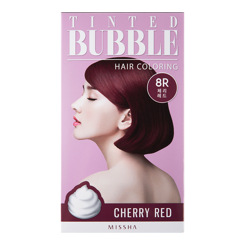 MISSHA Tinted Bubble Hair Coloring - Vanilla Blonde, 1 set MISSHA Tinted Bubble Hair Coloring - Cherry Red on white background
