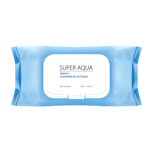 MISSHA Super Aqua Perfect Cleansing Oil In Tissue - Large Volume, 80 sheets MISSHA Super Aqua Perfect Cleansing Oil In Tissue on white background
