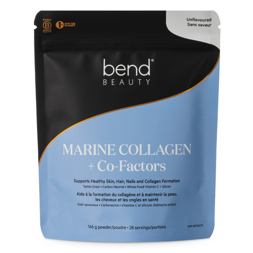 Bend Beauty Marine Collagen + Co-Factors Unflavoured, 146g/5.15 oz Bend Beauty Marine Collagen + Co-Factors Coconut on white background