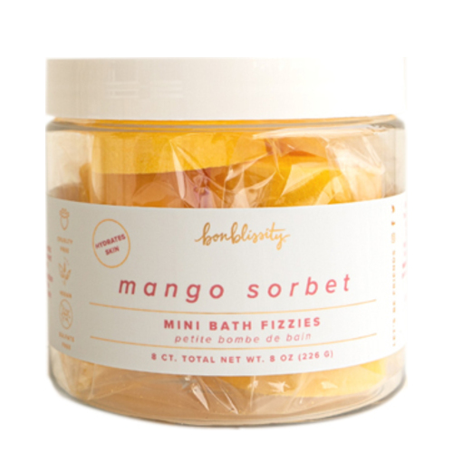 Bonblissity Mini Bath Fizzies - Mango Sorbet, 226g/8 oz Bonblissity Mini Bath Fizzies - Mango Sorbet on white background
