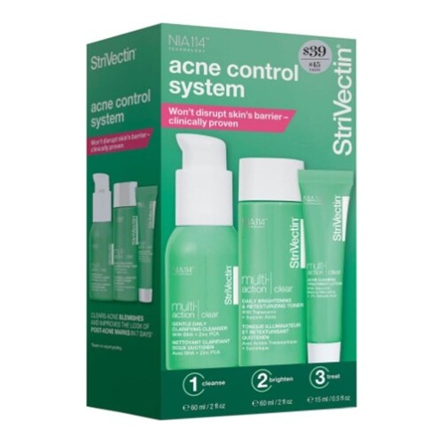 Strivectin Multi-Action Clear Acne Control System Trio on white background