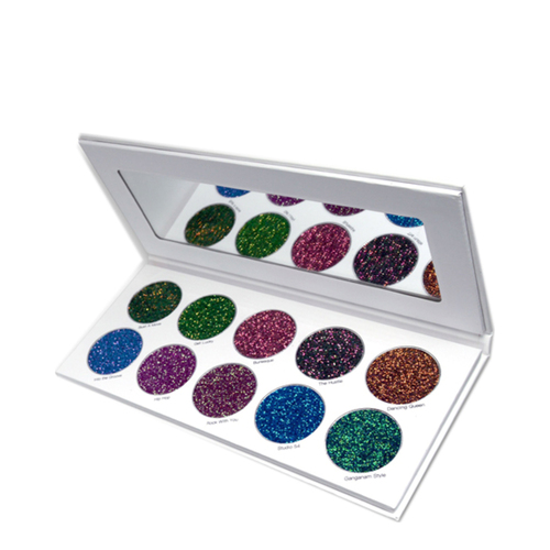Lit Cosmetics Night Moves Pressed Glitter Palette, 29.5g/1 oz Lit Cosmetics Night Moves Pressed Glitter Palette on white background