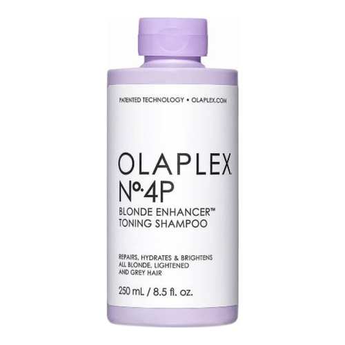 OLAPLEX No.4P Blonde Enhancer Toning Shampoo on white background