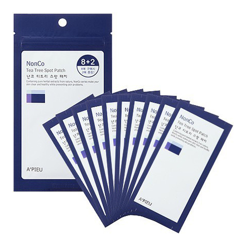 A'PIEU NonCo Tea Tree Spot Patch Set 8+2, 1 set APIEU NonCo Tea Tree Spot Patch Set 8+2 on white background