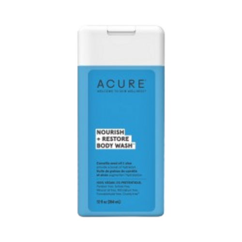 Acure Nourish + Restore Body Wash on white background