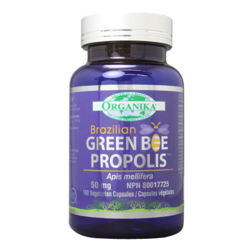 Organika Bee Propolis - (Brazilian Green Bee Propolis), 180 x 50mg/0.8 grain Organika Bee Propolis - (Brazilian Green Bee Propolis) on white background