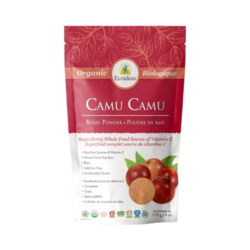 Organic Raw Camu Camu Berry Powder on white background