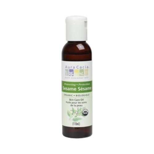 Aura Cacia Organic Sesame Oil, 118ml/3.99 fl oz Aura Cacia Organic Sesame Oil on white background