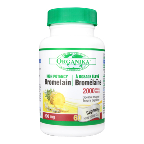 Organika Bromelain 2000 GDU, 120 x 450mg/6.8 grain Organika Bromelain 2000 GDU on white background
