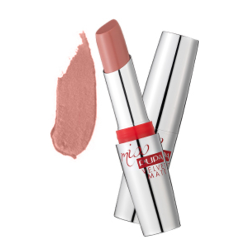 Pupa Miss Pupa Velvet Matt Lipstick - 303 Flashy Coral, 1 piece Pupa Miss Pupa Velvet Matt Lipstick - 100 Nude on white background