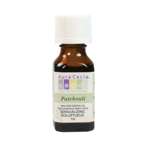Aura Cacia Patchouli Oil on white background